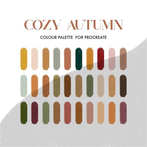 Cozy Autumn Colour Palette For Procreate 30 Coloursswatches Etsy
