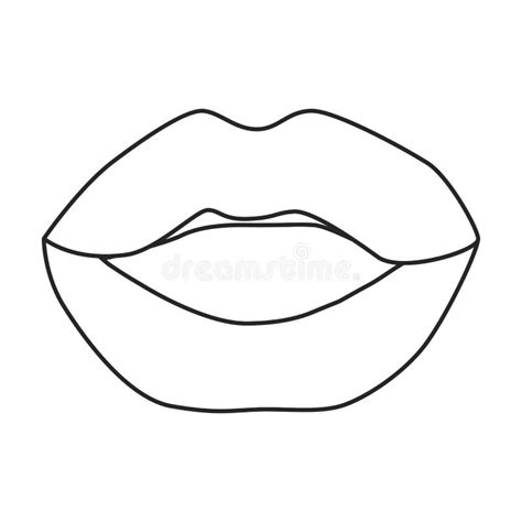 Female Lip Vector Outline Icon Vector Illustration Mouth On White