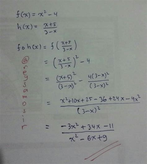 Sekarang akan dijelaskan lebih detil lagi. Diketahui 3 fungsi f, g, dan h yang masing-masing dirumuskan sebagai f(x)=x^2-4, g(x)=2x+3, dan ...