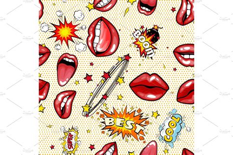 Seamless Pattern Cartoon Comic Super Speech Bubble Labels With Text