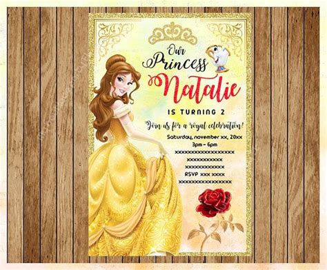 Princess Belle Party Invitation Beauty And The Beast Printable