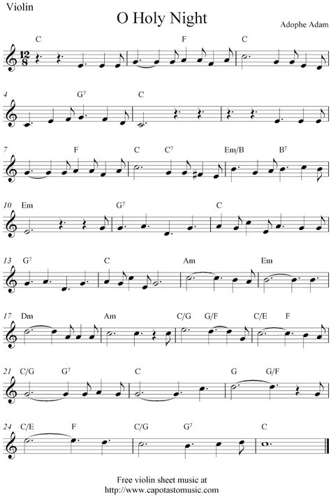 We wish you a merry christmas elementary beginner piano sheet music. O Holy Night, free Christmas violin sheet music notes