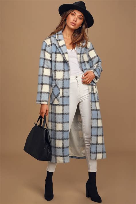 Cozy Plaid Coat Wool Coat Tie Coat Button Up Midi Coat Lulus
