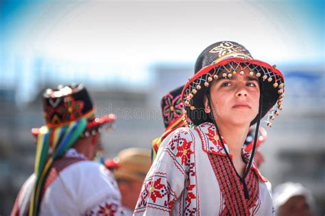 Portrait Of A Romanian Woman Wearing Traditional National Costume