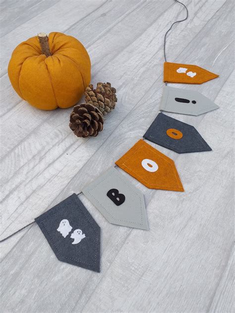 Halloween Bunting Halloween Decoration Autumn Felt Heart Etsy