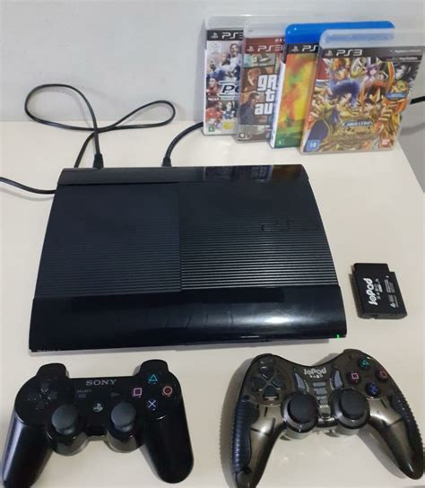 Playstation 3 Super Slim 250gb 2 Controles 5 Jogos Mercado Livre