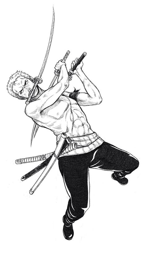 Zoro One Piece Manga Preto E Branco