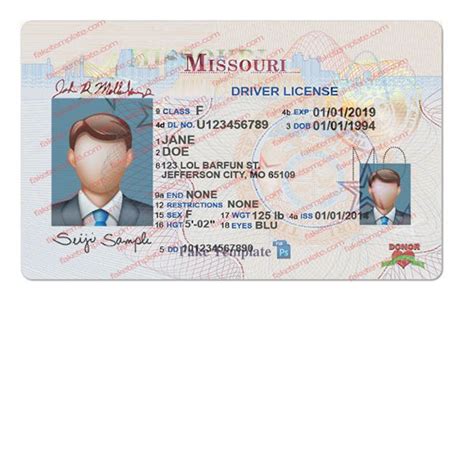Blank Missouri Drivers License Template