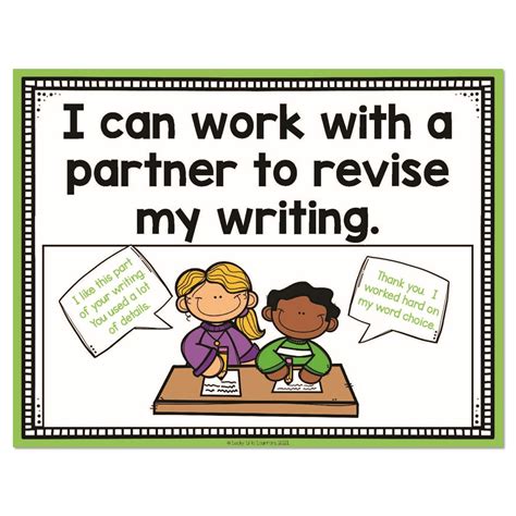 Writing Bulletin Board Writing Goals Posters Work With Partner