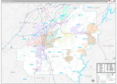 Shelby County Al Wall Map Premium Style By Marketmaps Mapsales