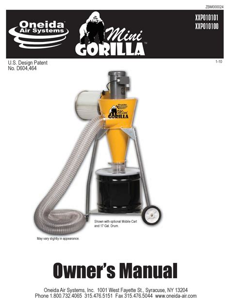 Oneida Air Systems Mini Gorilla Xxp010101 Owners Manual Pdf Download