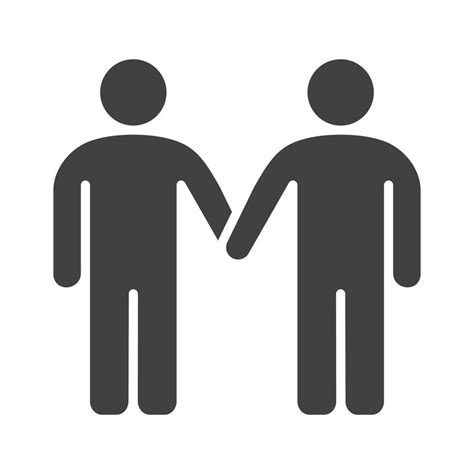 Homosexual Couple Icon Gays Silhouette Symbol Two Men Holding Hands Negative Space Vector