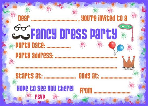 Free Printable Fancy Dress Party Invitations
