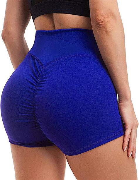 Lisjfs Womens High Waisted Stretchy Ruched Butt Lifting Workout Running Yoga Shorts