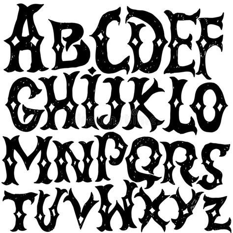 Antique Alphabet Gothic Letters Vintage Hand Drawn Font Western