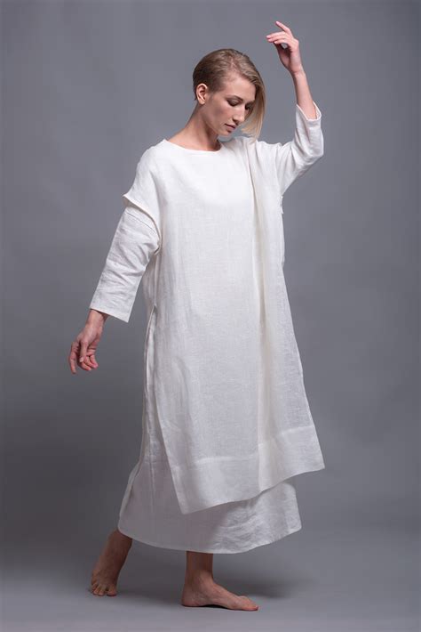 Open Weave White Linen Tunic Womens Flax Clothes Shantima