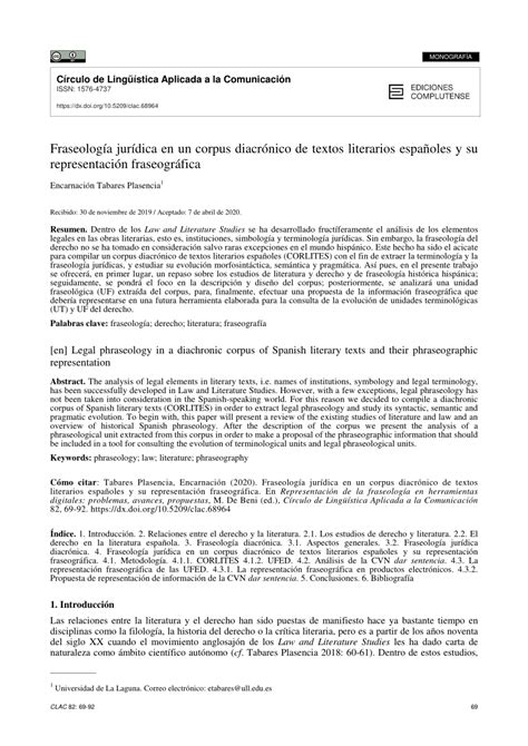 Pdf Fraseología Jurídica En Un Corpus Diacrónico De Textos Literarios