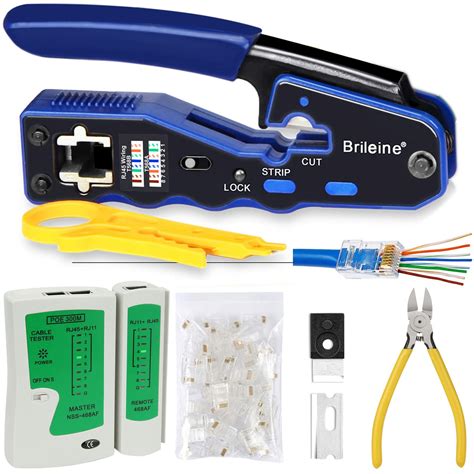 Buy Brileine Rj45 Crimp Tool Pass Through Ethernet Crimper Cat5 Cat5e