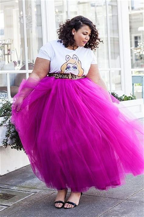 2019 Fushia Tutu Tulle Plus Size Skirts High Waist Ankle Length Long