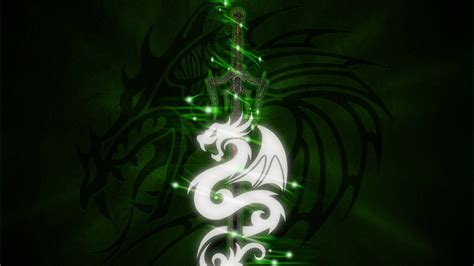 Download Light Dragon Symbol In Green Theme Wallpaper