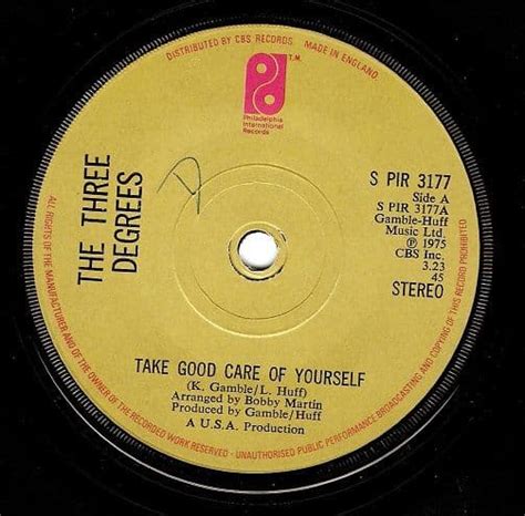 The Three Degrees Take Good Care Of Yourself Vinyl Record 7 Inch