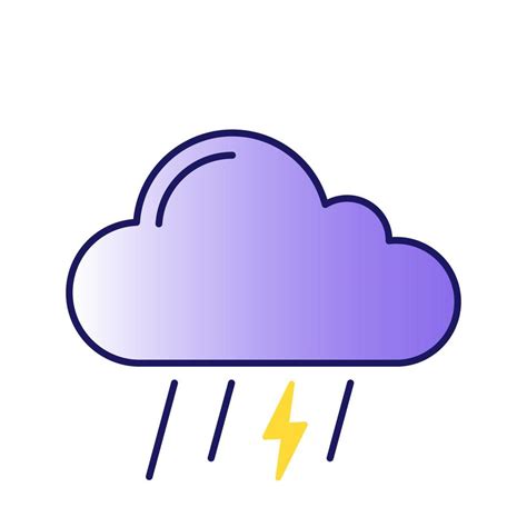 Thunderstorm Color Icon Thundery Showers Stormy Rain With Lightning