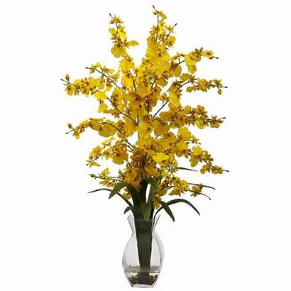 Dancing Lady Flower Yellow Arrangement Vase Silk