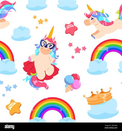 Cute Unicorn Seamless Pattern Baby Pony Rainbow Horse Girl Bedroom