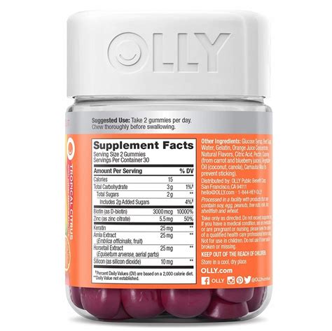 Olly Heavenly Hair Gummies Strong Healthy Hair Growth Grapefruit 60 Count
