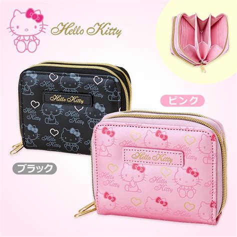 Hello Kitty Bifold Double Wallet Dual Compartment Heart Pink Black