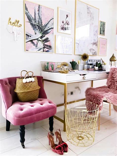 Pink Gold Work Space Ideias Para Interiores Projeto De Home