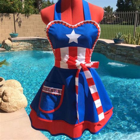 Captain America Inspired Sassy Apron Womens Plus Sizes Handmade 48 Liked On Polyvore