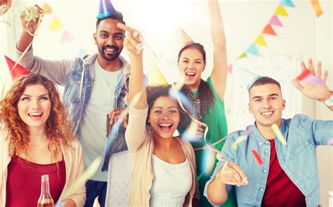 Happy Team Having Fun At Office Party Stock Image Image Of Indoors
