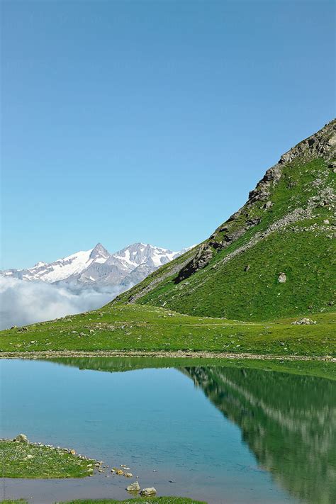 Beautiful Lake Reflex Landscape Alps France Stocksy United
