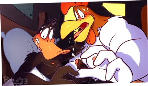 Rule 34 Caught Caught In The Act Cum Cumming Daffy Duck Drool Drool On Face Drooling Foghorn