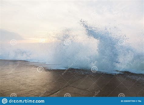 Splashing Wave On In Saint Malo Stock Image Image Of High Wave