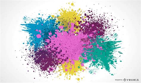 Grungy Colorful Paint Splashes Vector Download