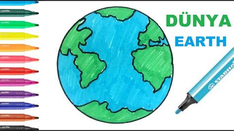 Easy Drawing Earth I Kolay Dünya çizimi I Dünya Nasıl Çizilir YouTube