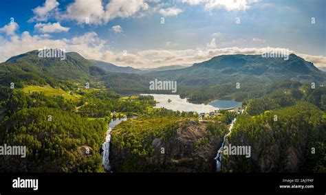 Beautiful Nature Norway Natural Landscape Panorama Latefossen