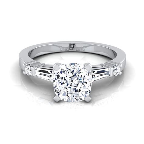 25 Best Cushion Cut Engagement Rings With Tapered Baguette Side Stones