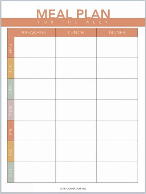 Printable Weekly Meal Plan Worksheets Hey Donna