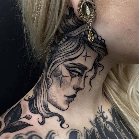 Attractive Neck Tattoo Art For Women IdeasDonuts
