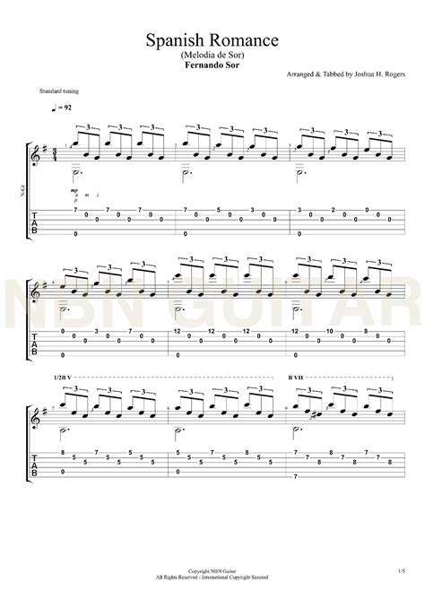 Spanish Romance Sheet Music And Tabs Learnspanish Online Guitar Lessons Guitar Lessons