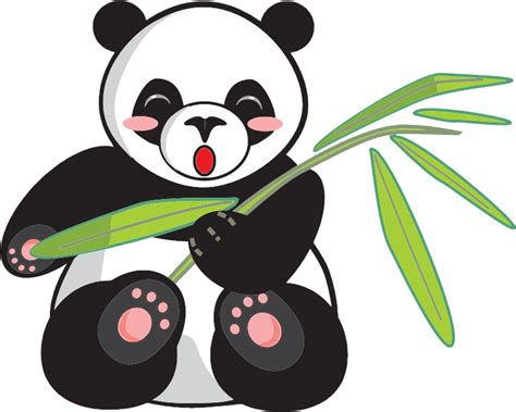 Cartoon Panda And Bamboo Openclipart
