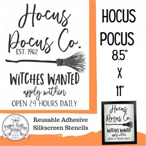 Hocus Pocus Stencil Reusable Silkscreen Stencil 85 X 11 Etsy