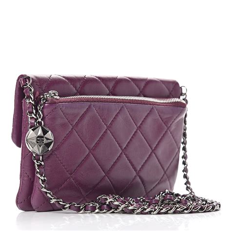 Chanel Lambskin Quilted Mini Mineral Nights Flap Crossbody Bag Purple