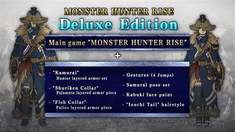 The dlc deluxe kit in monster hunter rise (mh rise) is a downloadable content bundle. Monster Hunter Rise announced for Nintendo Switch ...