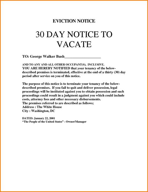 Eviction Notice Letter Format Forms Odg Oa Resume Examples