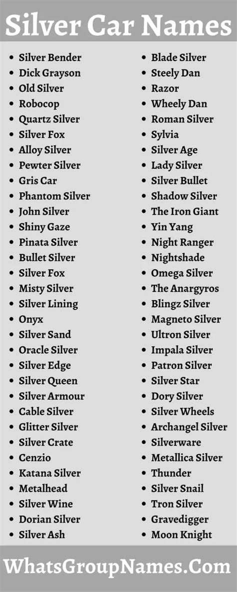 351 Silver Car Names Cool Catchy Unique Good And Amazing