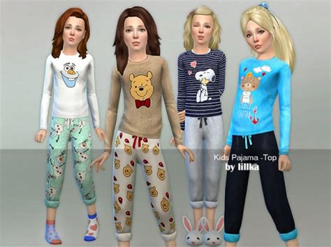 The Sims Resource Pajama Set For Kids By Lillka • Sims 4 Downloads